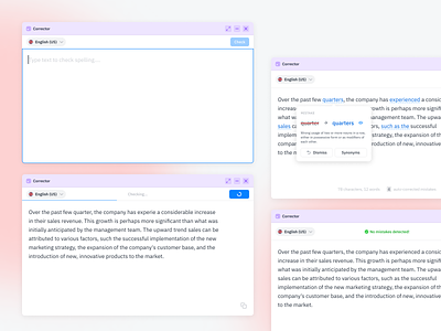 Fluentbe - Corrector & text checker gramma tool language school language tool modal online school popover spelling correction text area text checker web app website