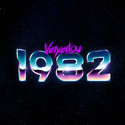 Vayalou 1982 80s aesthetic chrome type design graphic design logo movie title synthwave title design type typography