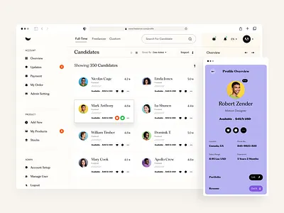 Freelancer agency branding card ui clean dashboard dashboard ui design dstudio filter landing page product design profile search typography ui ui ux user experience ux web app web services