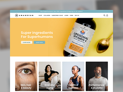 Collagen brand Ecom store refresh design ecommerce layout mobile shopify ui ux wellness