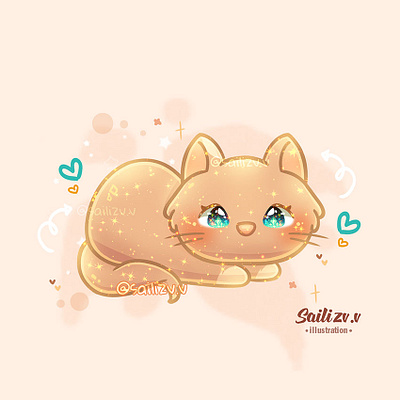 Cat Kawaii by sailizv.v adorable adorable lovely artwork concept creative cute art design digitalart illustration