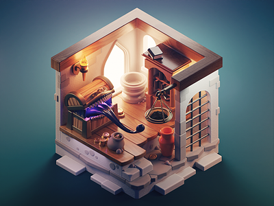 Baldur's Gate 3d blender diorama dnd dungeons and dragons illustration isometric lowpoly mimic render