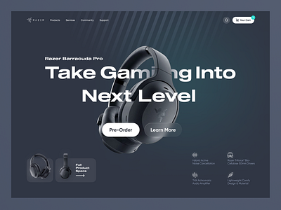 Razer Product Landing branding concept headphone landing landing landing page razer ui ui design uiux user interface user interface design ux design web design website