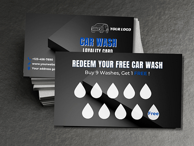 Car Wash Loyalty Card brandidentity branding business businesscard canva canva designs canva modelos canvadesign canvatemplate canvatemplates car wash design graphic design loyalty card loyaltycard