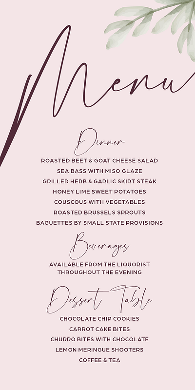 Dinner Menu graphic design illustration stationery design typography