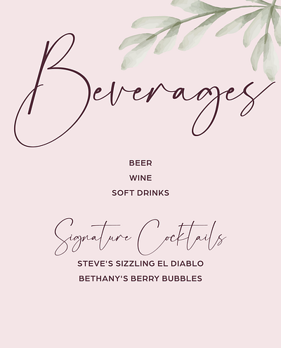 Beverage Menu design graphic design illustration stationery design typography