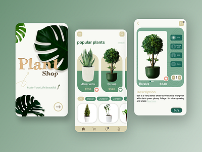 Plant Shop App graphic design ui