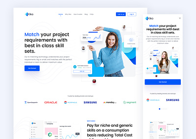 Kiko ai jobs landing page onboarding services site ui user experience website