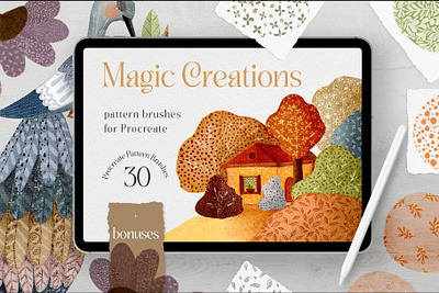 Magic Creations Pattern Brushes Set For Procreate brush brushes clipart design graphic design illustration pattern procreate texture watercolor