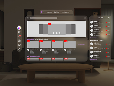 Twitch VisionOS Design amazon app design design figma graphic design redesign twitch user expierience user interface webdesign wireframe