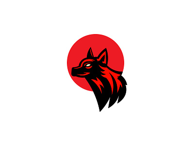 The Wolf🐺 animal branding canine design graphic design icon illustration logo logo design moon red silhouette wolf