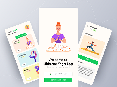 Yoga App Design app ui application design art branding design exploration fitness fitness app graphic design gym app illustration mobile app mobile app design retro design trending ui ui design viral design yoga app