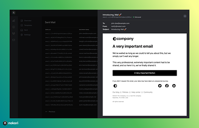 Sent Email Preview email modal preview saas slideout ui design ux design