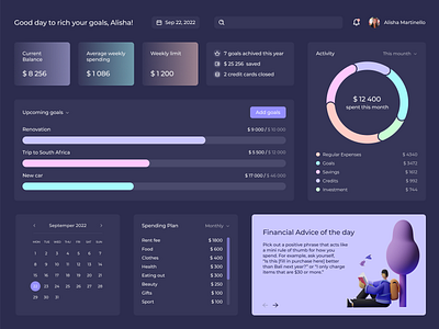 Dashboard personal finance management app dashboard design finance finantial freelancer ui uxui web design