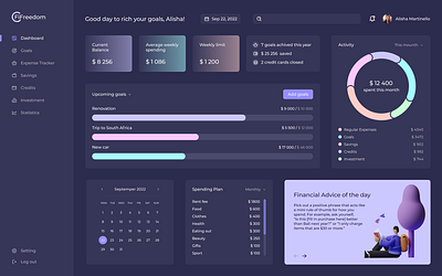 Dashboard personal finance management app dashboard design finance finantial freelancer ui uxui web design