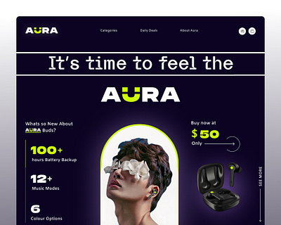 AURA - Headphone Website app branding design graphic design headphone illustration logo ui ux vector website website design