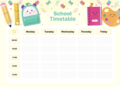 School Timetable branding graphic design illustration ilustration school ui ui design user interface