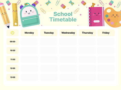 School Timetable branding graphic design illustration ilustration school ui ui design user interface