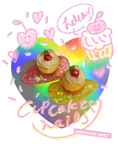 Cupcake Press-ons cake character cupcake cutedesign digitaldrawing drawing handmade illustration kawaii sweets