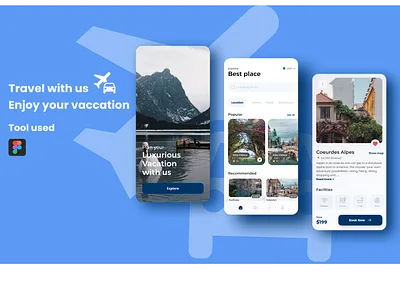 Travel with us app design app awesome beautifull clear design design figma layout mobile design modern photoghraphy project screen screens travel ui ux