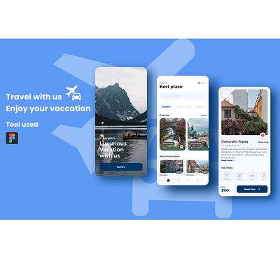 Travel with us app design app awesome beautifull clear design design figma layout mobile design modern photoghraphy project screen screens travel ui ux