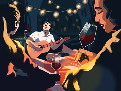 Wine Identity branding character city design graphic graphic design guitar identity illustration illustrator light newyork night spot ui wine