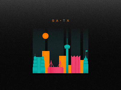 San Antonio Skyline city graphic design illustration sa san antonio skyline texas tx
