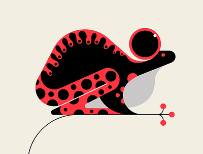 Croaker abstract black design frog geometric illustration minimalism red vector