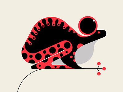 Croaker abstract black design frog geometric illustration minimalism red vector