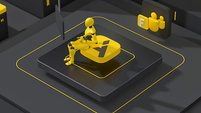 Infographic video Asignat dark mode 3d animation arrows branding flat icons infographic isometric logo motion graphics robot yellow