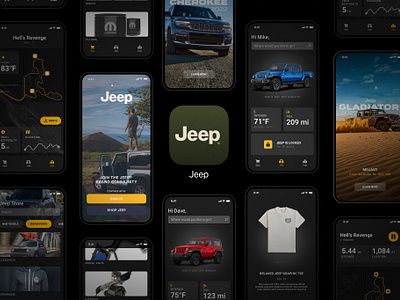 Jeep - Mobile Companion App app automotive car discover jeep lock merch mobile off road sign in trail ui wrangler