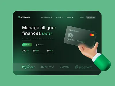 Streamix Finance Landing Page branding design finance graphic design landing page landing page design ui ui design uiux ux ux design