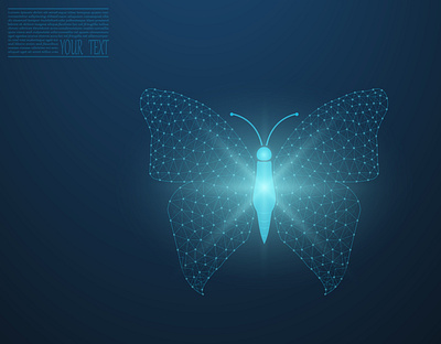 Vector illustration of a butterfly made of mesh, on a dark blue. colours