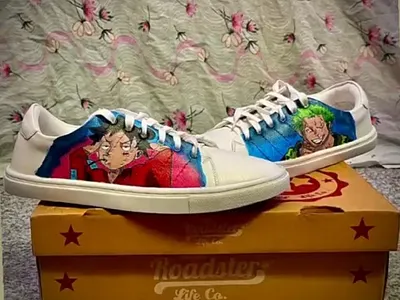 Luffy X Zoro Roadster casual shoe anime custom made hand painted product design shoes