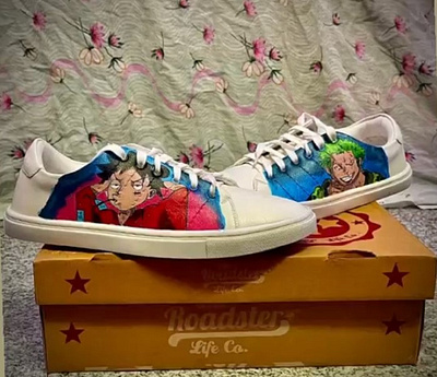 Luffy X Zoro Roadster casual shoe anime custom made hand painted product design shoes