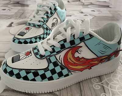 Demon Slayer Tanjiro Customized Nike Airforce 1 anime custom made design hand painted product design shoes