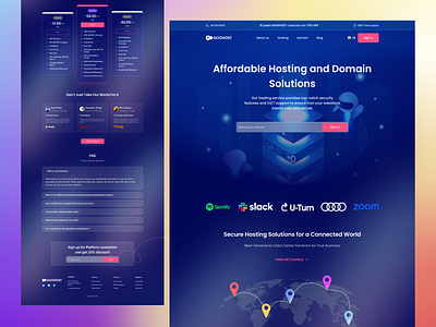 Hosting Service Landing Page Design about us page agency landing page animation corporate landing page crypto landing page faq section footer ui hero section landing page motion graphics pricing plan section services page ui uiux design website landing page