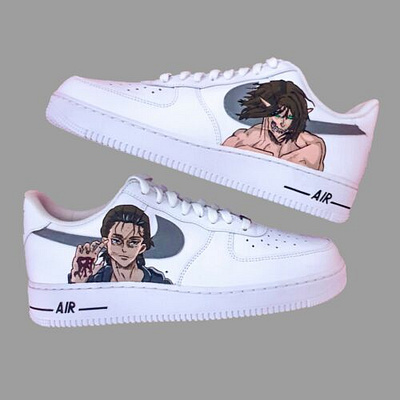 AOT Eren X Levi Customized Nike Airforce 1 anime custom made design hand painted product design shoes