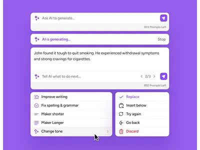 Components: AI Assistant for Text Messaging app design ui ux