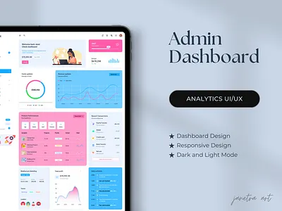 Admin Dashboard admin dashboard analytics app design app designer branding dark light mode website dashboard design design figma freelance designer graphic design janetra art mockup responsive design typography ui kit uiux web design web designer website design
