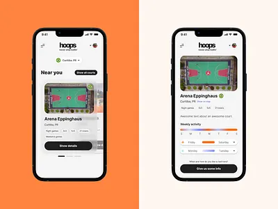 Hoops - Find a basketball court (and never stop ballin') app basket basketball brasil brazil design finder hoops ui user interface