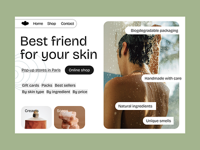 Concept for skincare product shop cosmetics design designconcept selfcare skincare skincare brand skincare product ui ui design web composition web design webconcept webdesign