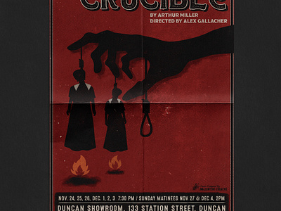 Poster Design: The Crucible, Duncan BC bc branding crucible design duncan gig poster illustration jesse ladret malcontent creative print shakespeare shawnigan lake players typeography vancouver island victoria bc