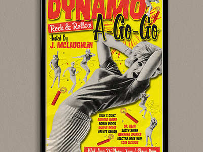 Poster Design: Dynamo A-Go-Go, Victoria BC branding burlesque design fatale productions gig poster jesse ladret malcontent creative poster print show poster typeography vancouver island victoria bc