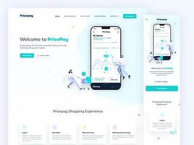 Prisepay ecommerce gifts illustrations interaction design landing page onepage pay payments paypal shop shopping site visa website