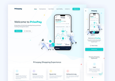 Prisepay ecommerce gifts illustrations interaction design landing page onepage pay payments paypal shop shopping site visa website