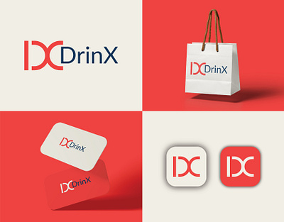DrinX Logo Design 3d animation branding business card card design graphic design illustration logo luxury modern motion graphics typography ui ux vector