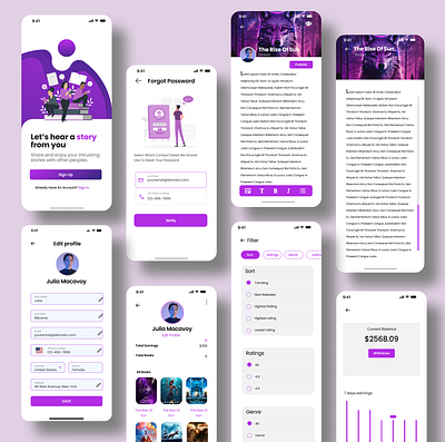 Story Telling App UI Design in Figma figma graphic design minimaldesign mobileapp mobileappdesign modernapp modernwebsite storyapp storytellinappui ui uiux webdesign website websiteui