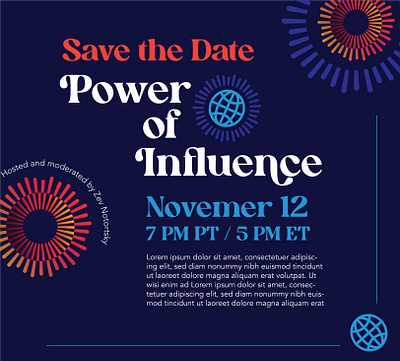 Power of Influence Save the Date graphic design