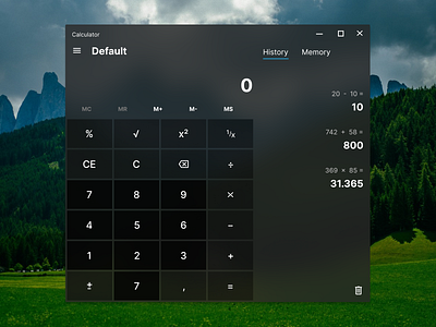 Calculation #4 calculator dailyui default design glass glass effect icons minimal numbers ui ux windows